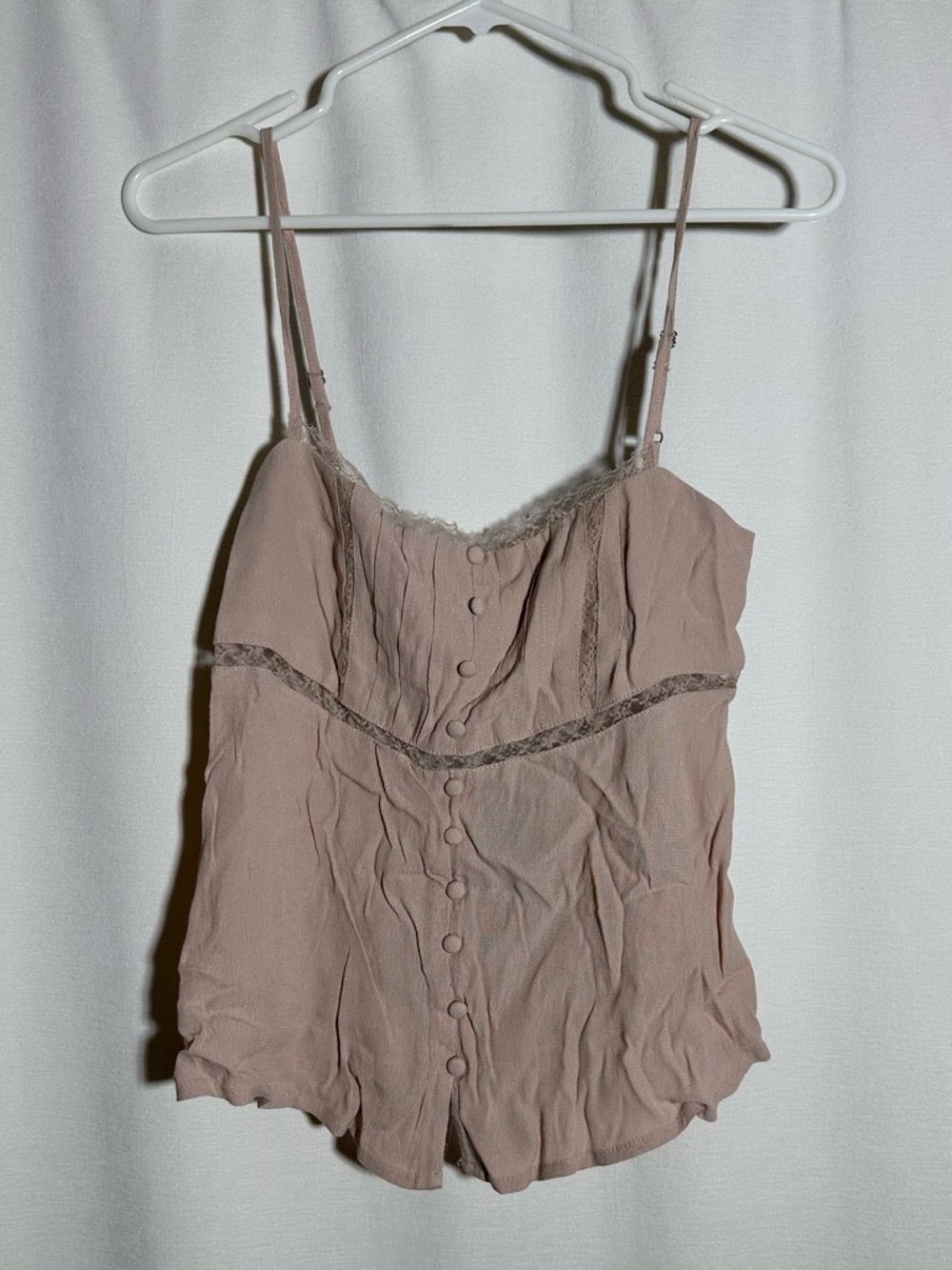 Wild Fable Lace-Trim Button Front Camisole in Rose